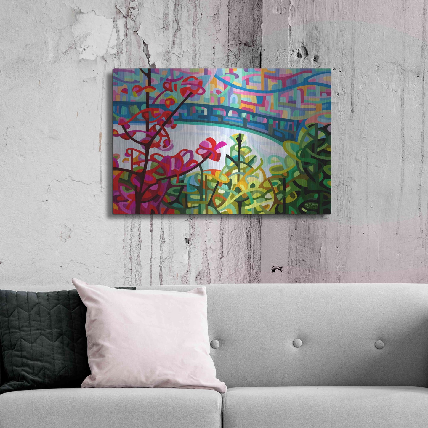 Luxe Metal Art 'Salmon Ridge' by Mandy Budan, Metal Wall Art,36x24