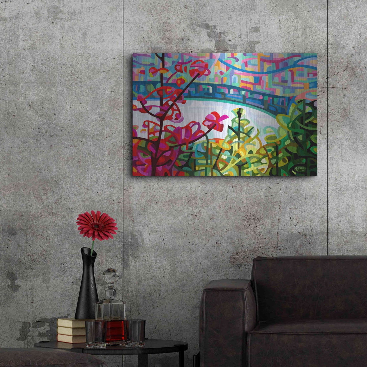 Luxe Metal Art 'Salmon Ridge' by Mandy Budan, Metal Wall Art,36x24