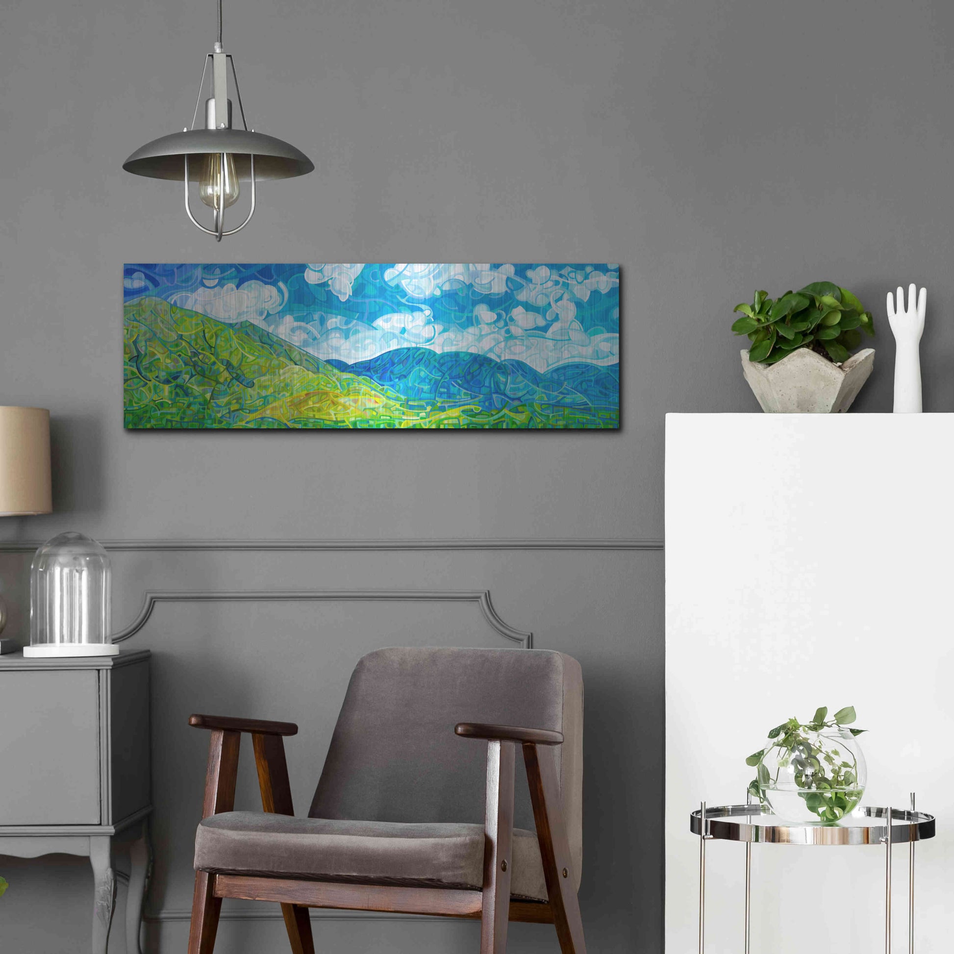 Luxe Metal Art 'Emerald Moments' by Mandy Budan, Metal Wall Art,36x12