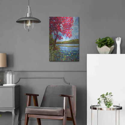 Luxe Metal Art 'Lady in Red' by Mandy Budan, Metal Wall Art,16x24