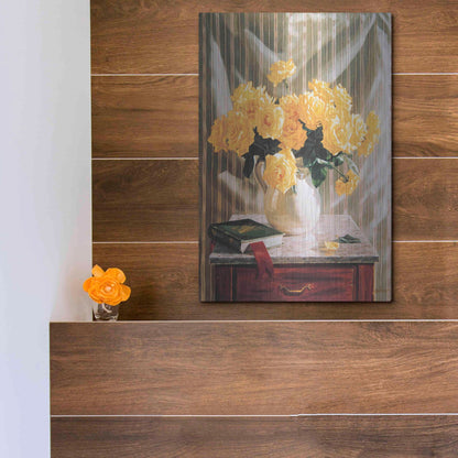 Luxe Metal Art 'Yellow Roses' by Robin Anderson, Metal Wall Art,12x16