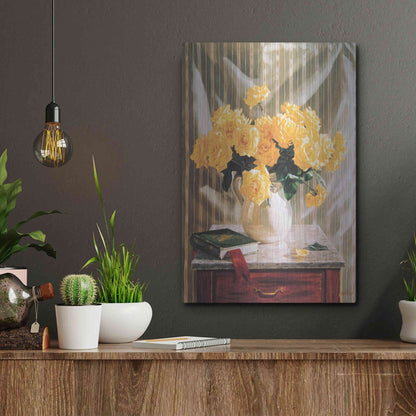 Luxe Metal Art 'Yellow Roses' by Robin Anderson, Metal Wall Art,12x16