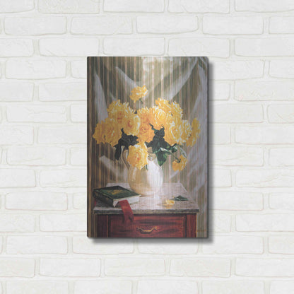 Luxe Metal Art 'Yellow Roses' by Robin Anderson, Metal Wall Art,16x24