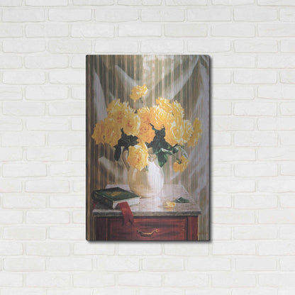 Luxe Metal Art 'Yellow Roses' by Robin Anderson, Metal Wall Art,24x36