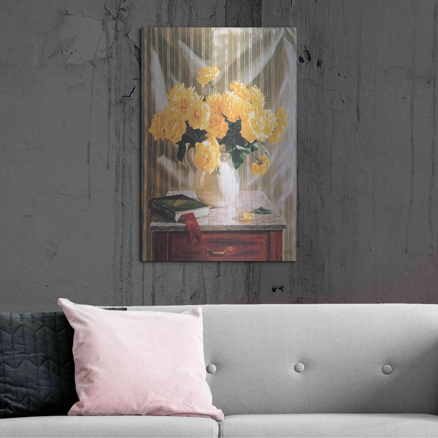 Luxe Metal Art 'Yellow Roses' by Robin Anderson, Metal Wall Art,24x36