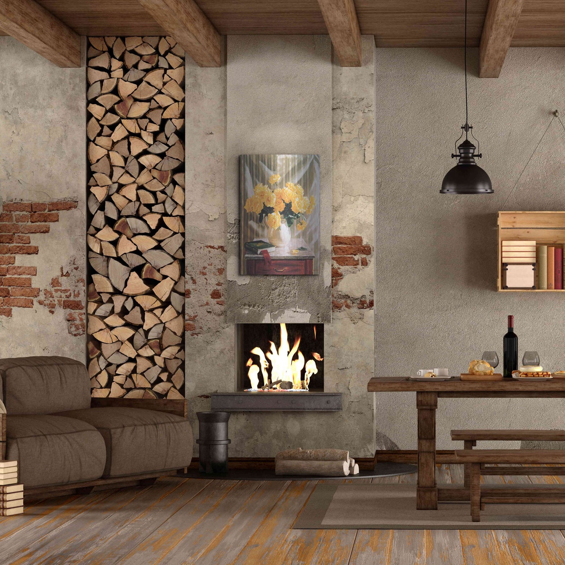 Luxe Metal Art 'Yellow Roses' by Robin Anderson, Metal Wall Art,24x36