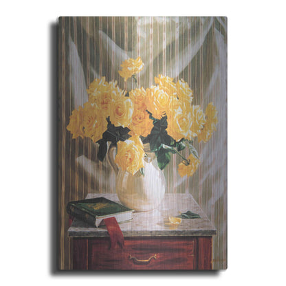 Luxe Metal Art 'Yellow Roses' by Robin Anderson, Metal Wall Art