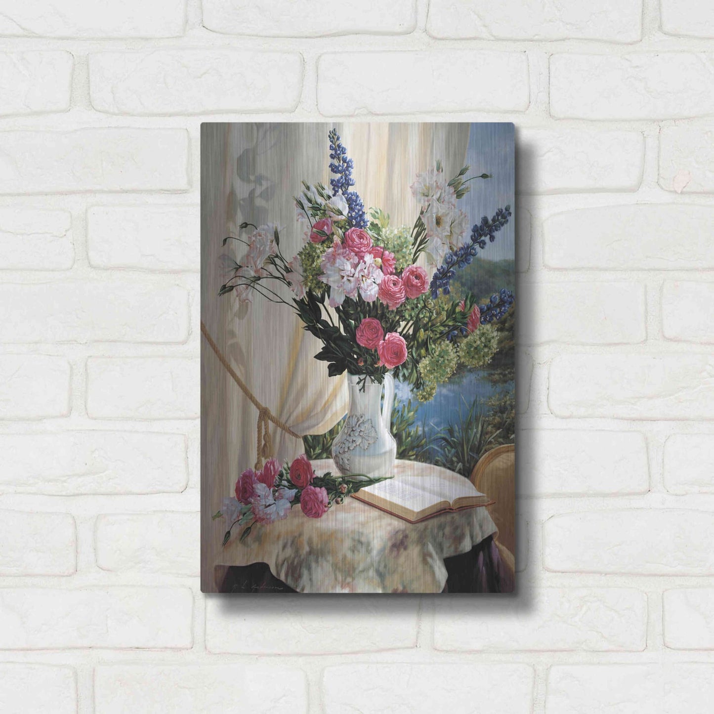 Luxe Metal Art 'Dickinson By The Pond' by Robin Anderson, Metal Wall Art,12x16