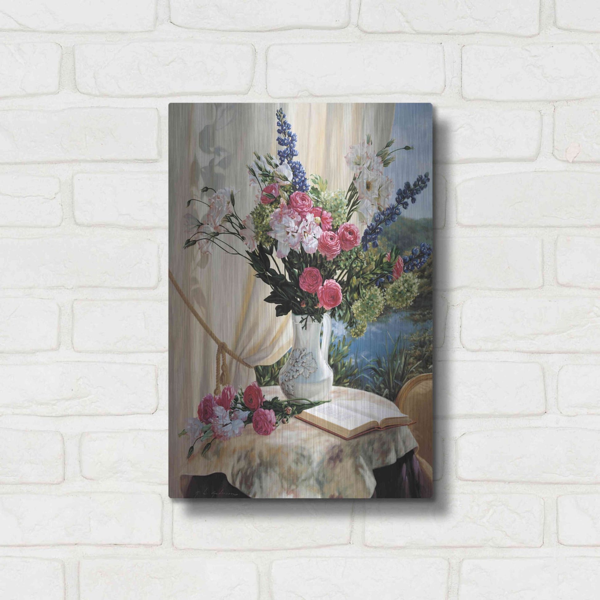 Luxe Metal Art 'Dickinson By The Pond' by Robin Anderson, Metal Wall Art,12x16