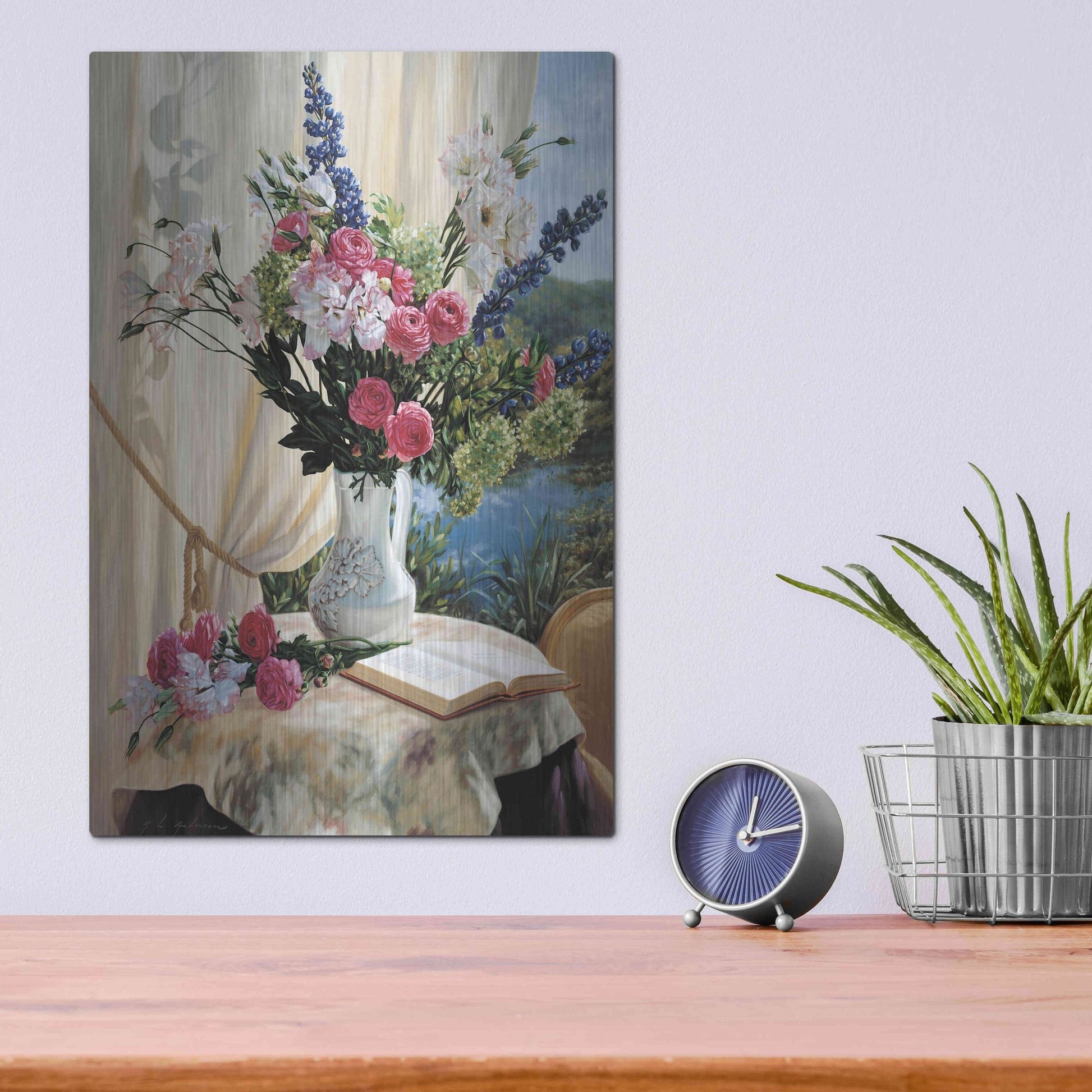 Luxe Metal Art 'Dickinson By The Pond' by Robin Anderson, Metal Wall Art,12x16