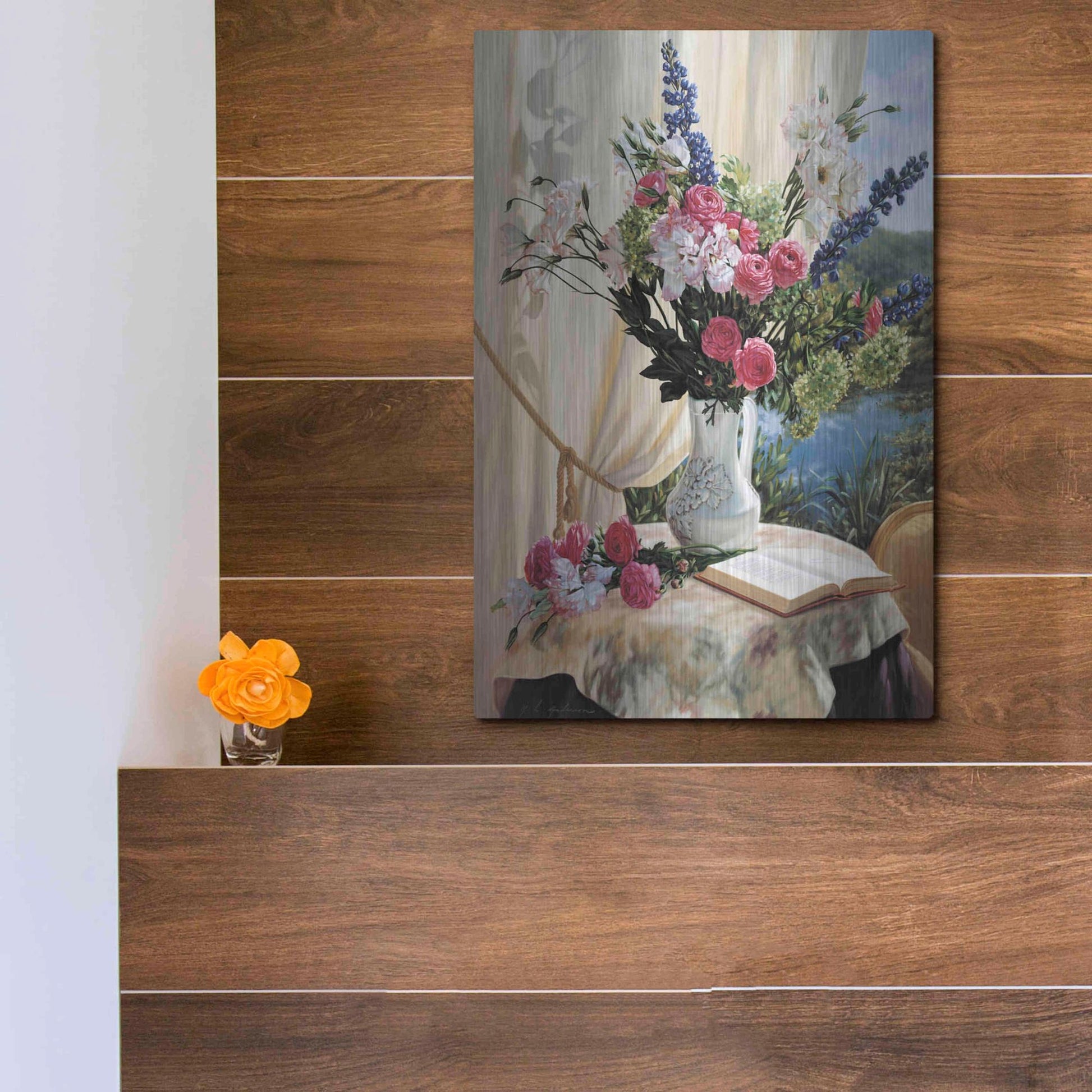 Luxe Metal Art 'Dickinson By The Pond' by Robin Anderson, Metal Wall Art,12x16