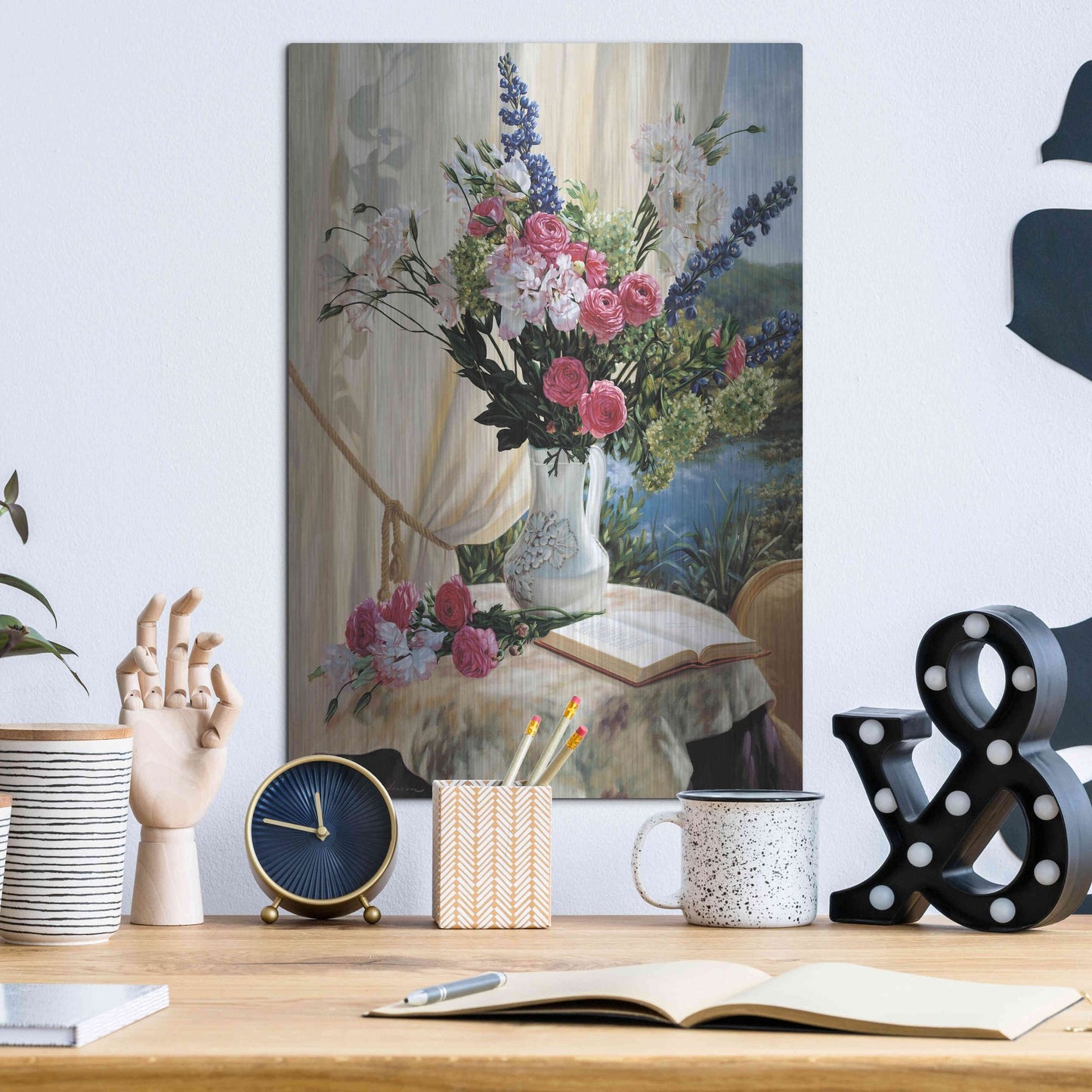 Luxe Metal Art 'Dickinson By The Pond' by Robin Anderson, Metal Wall Art,12x16