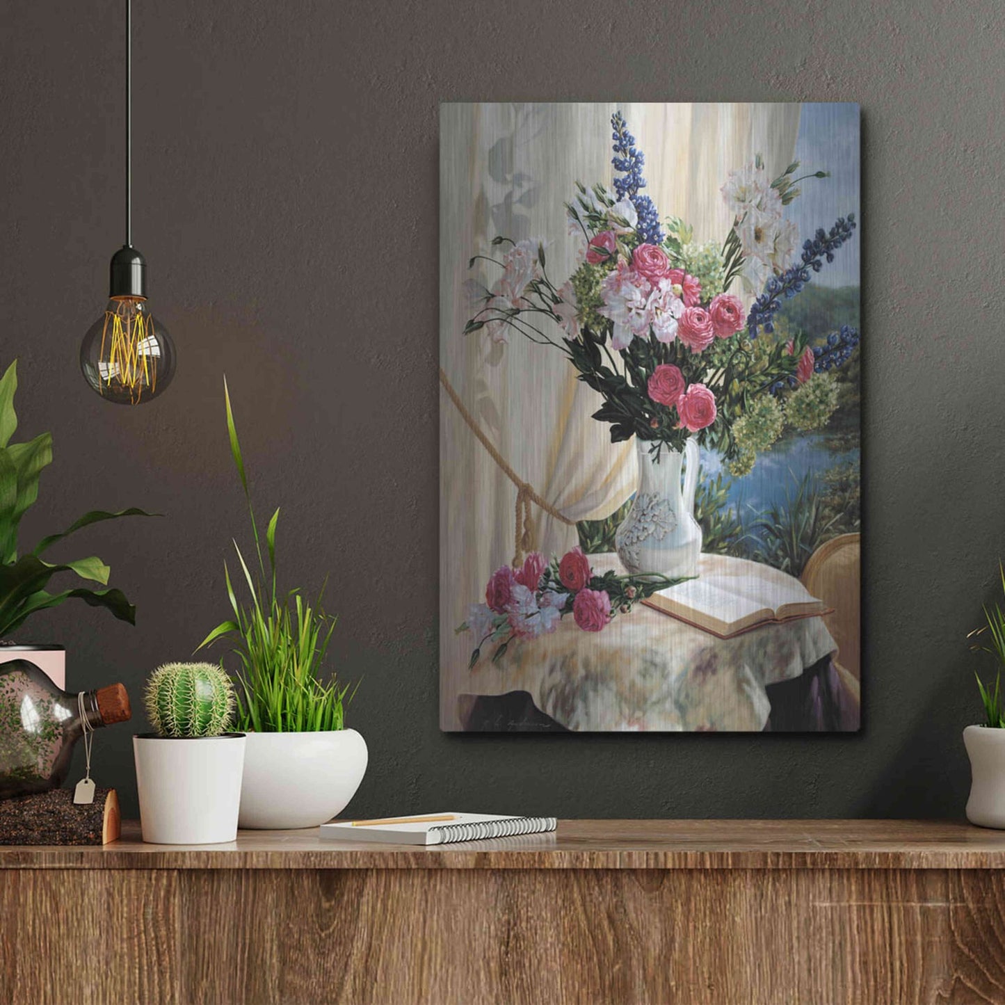 Luxe Metal Art 'Dickinson By The Pond' by Robin Anderson, Metal Wall Art,12x16