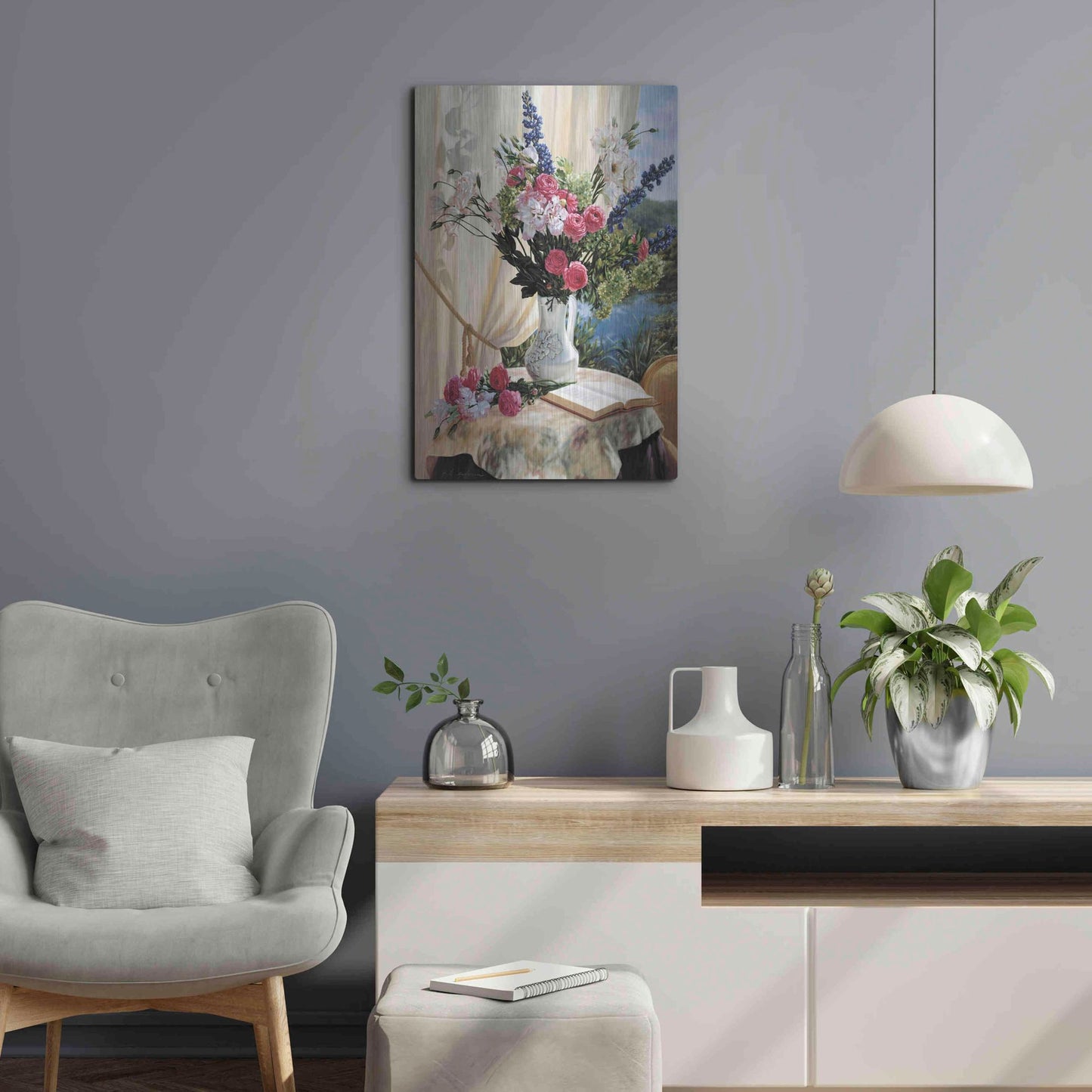 Luxe Metal Art 'Dickinson By The Pond' by Robin Anderson, Metal Wall Art,16x24