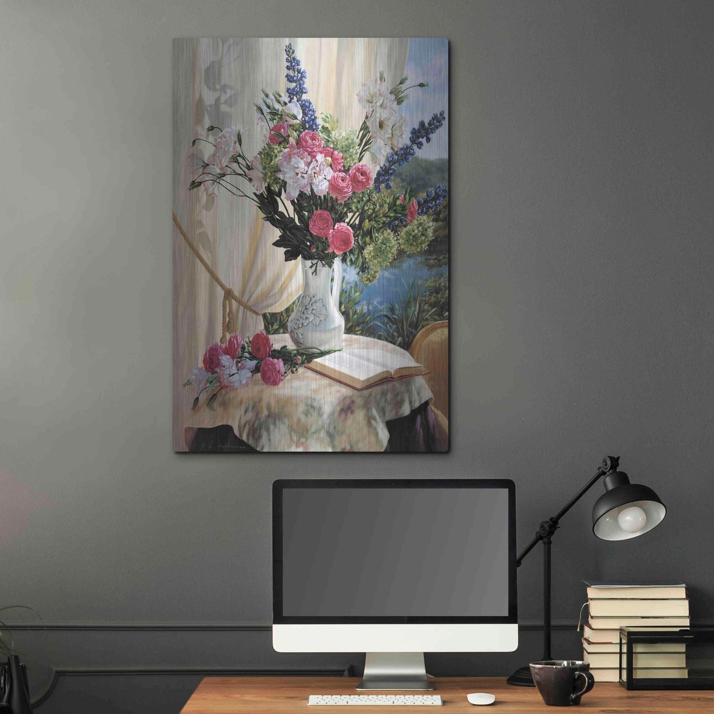 Luxe Metal Art 'Dickinson By The Pond' by Robin Anderson, Metal Wall Art,24x36