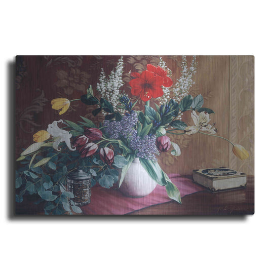 Luxe Metal Art 'Evening Bouquet with Toffee Box' by Robin Anderson, Metal Wall Art