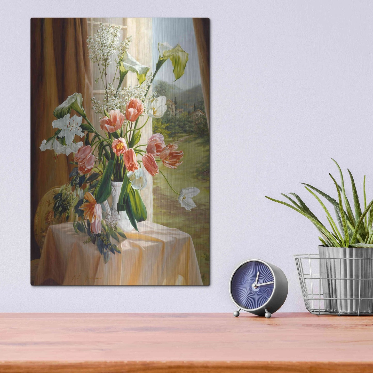 Luxe Metal Art 'By The Window' by Robin Anderson, Metal Wall Art,12x16