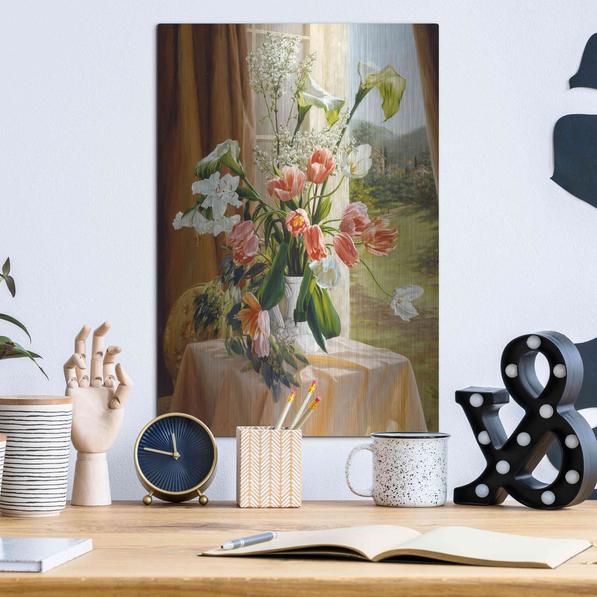 Luxe Metal Art 'By The Window' by Robin Anderson, Metal Wall Art,12x16