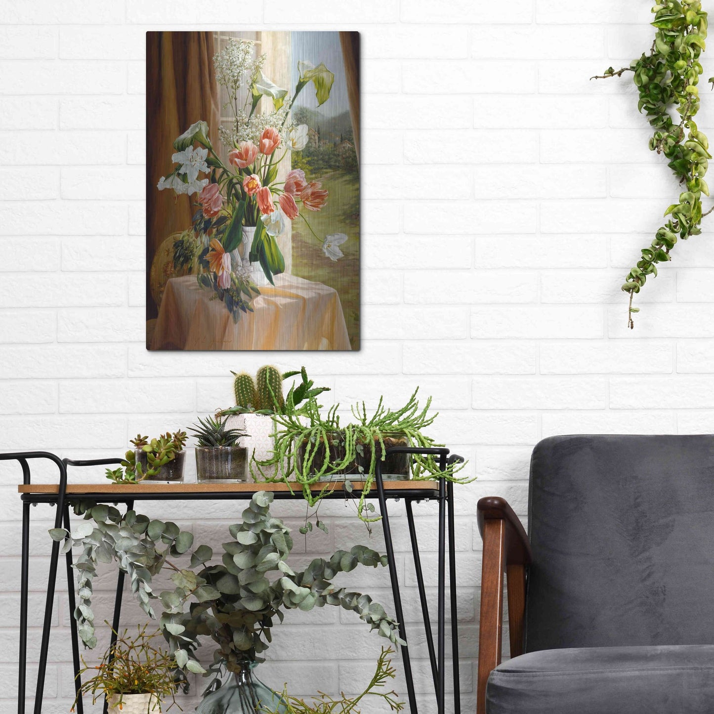 Luxe Metal Art 'By The Window' by Robin Anderson, Metal Wall Art,12x16