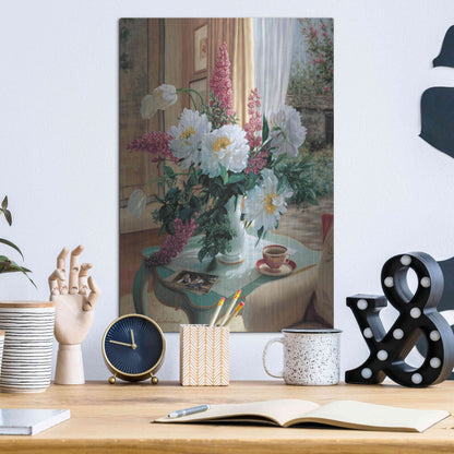 Luxe Metal Art 'Tea At Marguerites' by Robin Anderson, Metal Wall Art,12x16