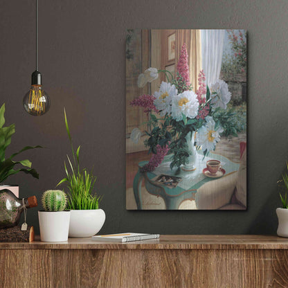 Luxe Metal Art 'Tea At Marguerites' by Robin Anderson, Metal Wall Art,12x16