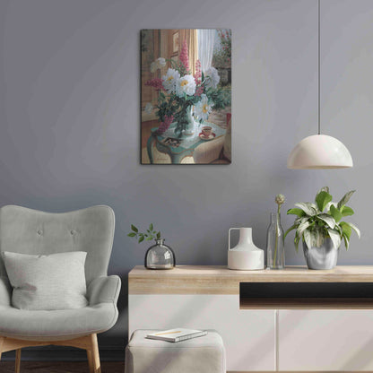 Luxe Metal Art 'Tea At Marguerites' by Robin Anderson, Metal Wall Art,16x24