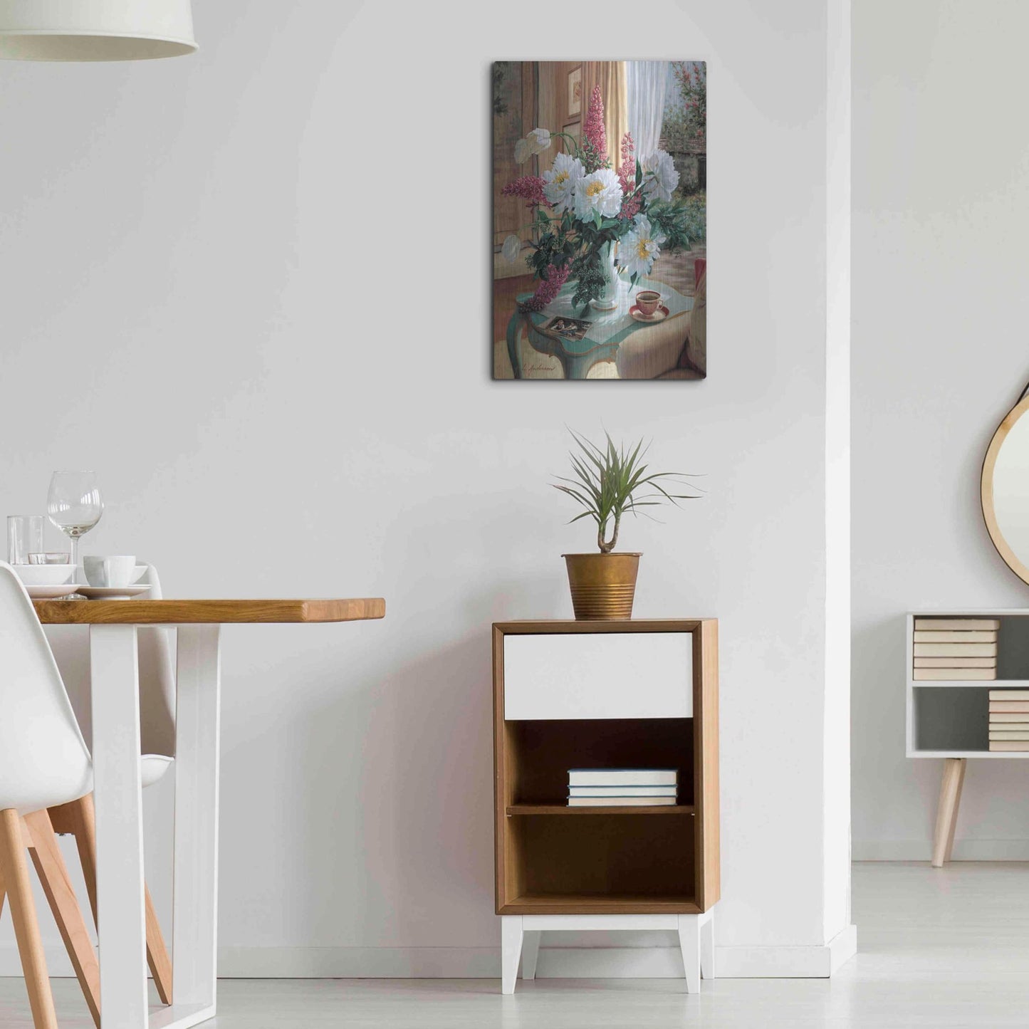 Luxe Metal Art 'Tea At Marguerites' by Robin Anderson, Metal Wall Art,16x24