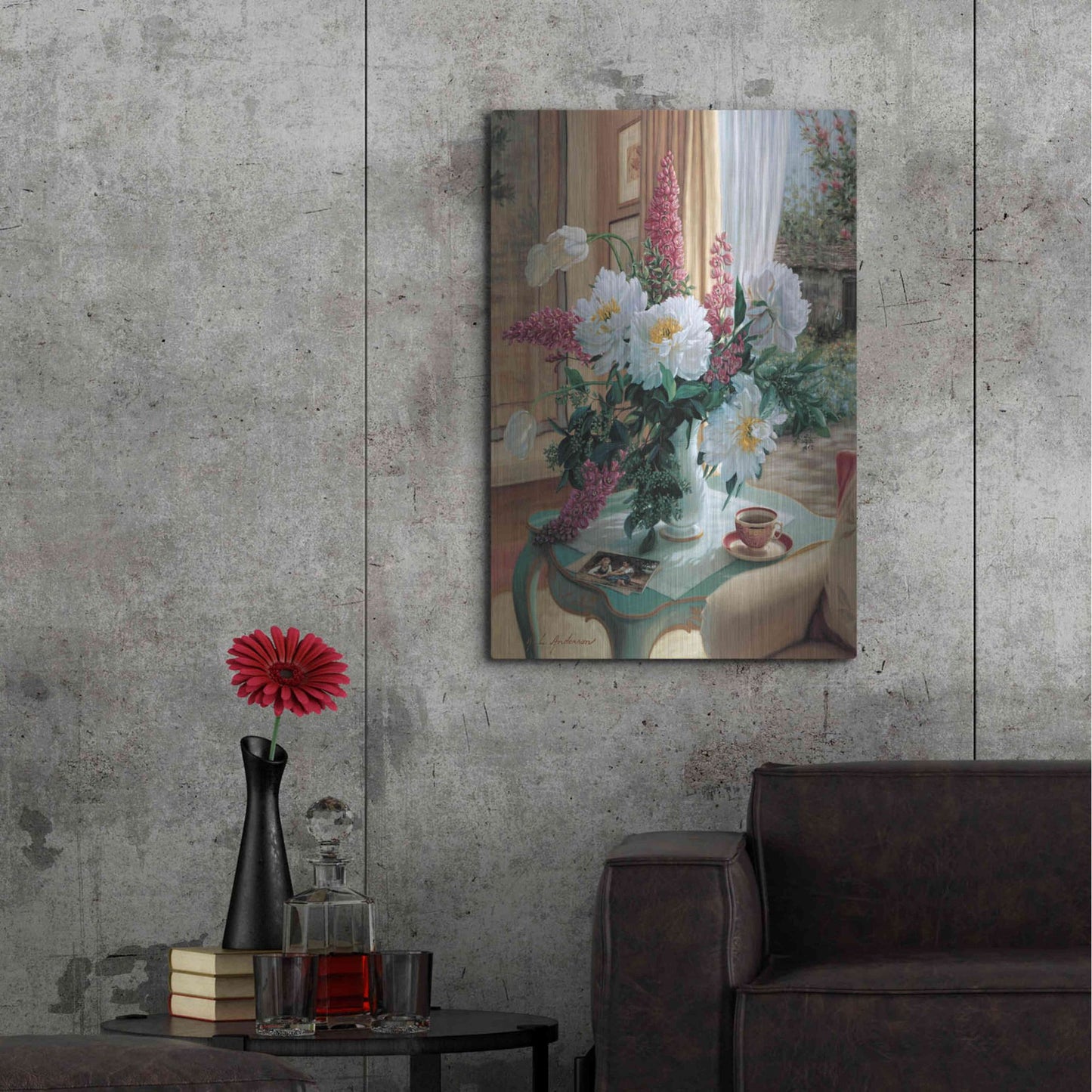 Luxe Metal Art 'Tea At Marguerites' by Robin Anderson, Metal Wall Art,24x36