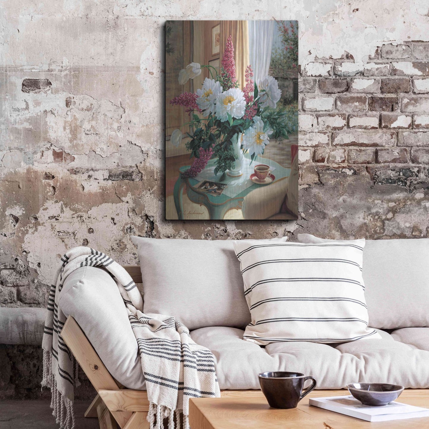 Luxe Metal Art 'Tea At Marguerites' by Robin Anderson, Metal Wall Art,24x36