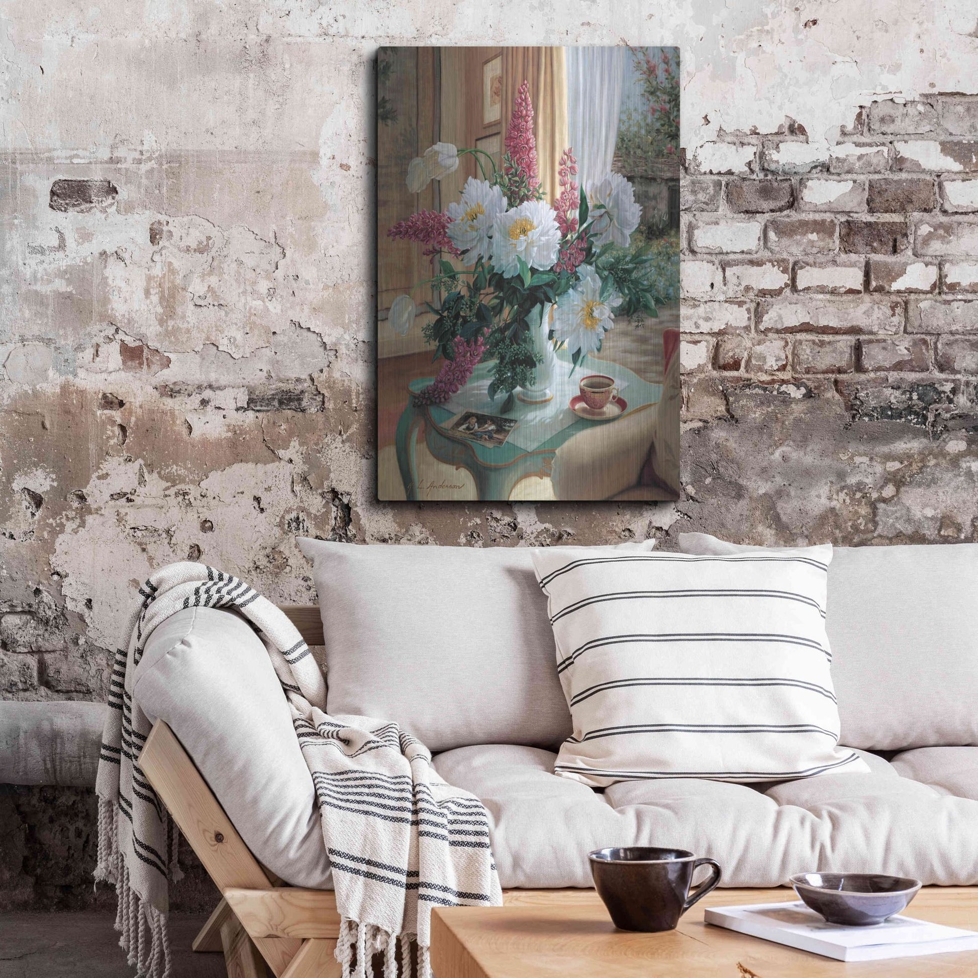 Luxe Metal Art 'Tea At Marguerites' by Robin Anderson, Metal Wall Art,24x36