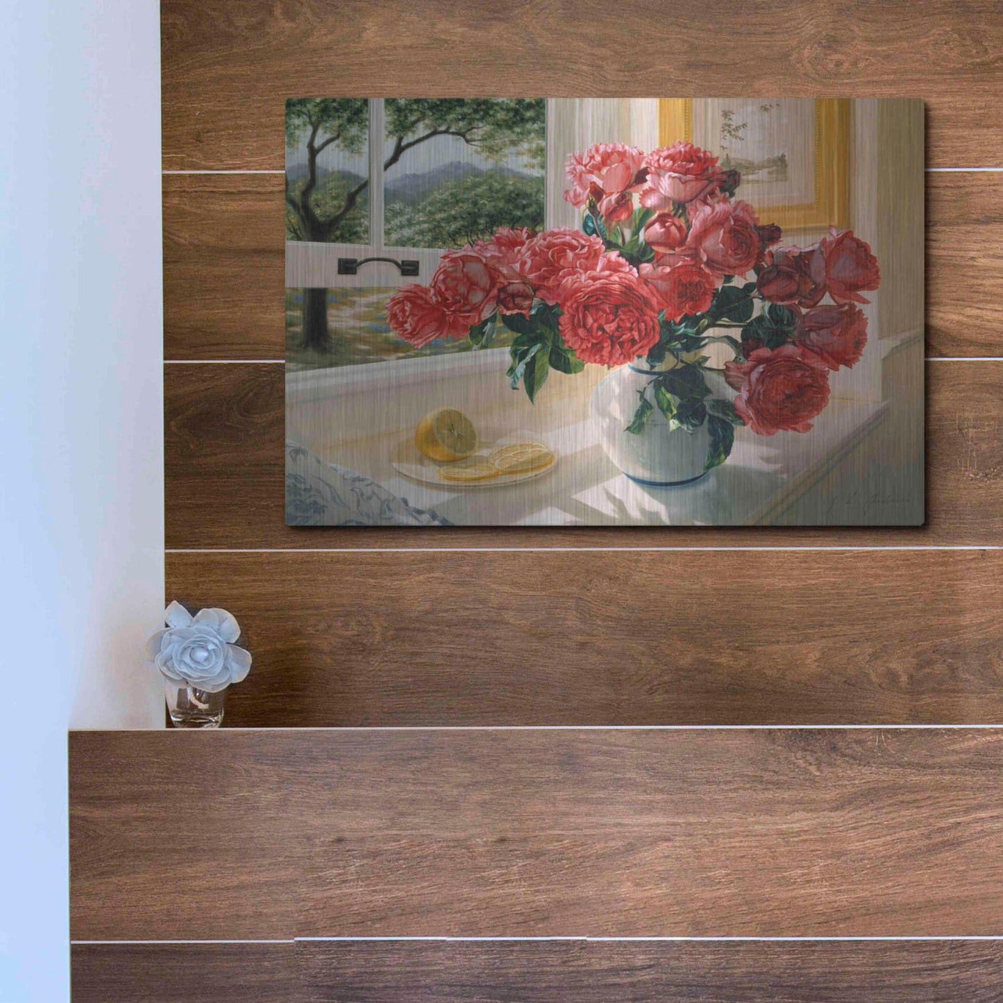 Luxe Metal Art 'Hot Pink Roses' by Robin Anderson, Metal Wall Art,16x12