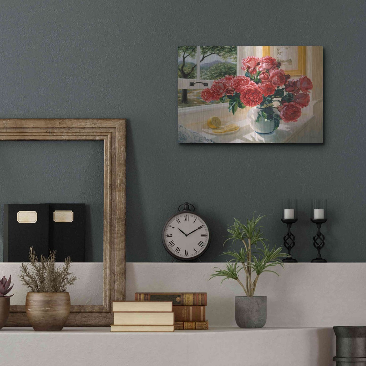 Luxe Metal Art 'Hot Pink Roses' by Robin Anderson, Metal Wall Art,16x12