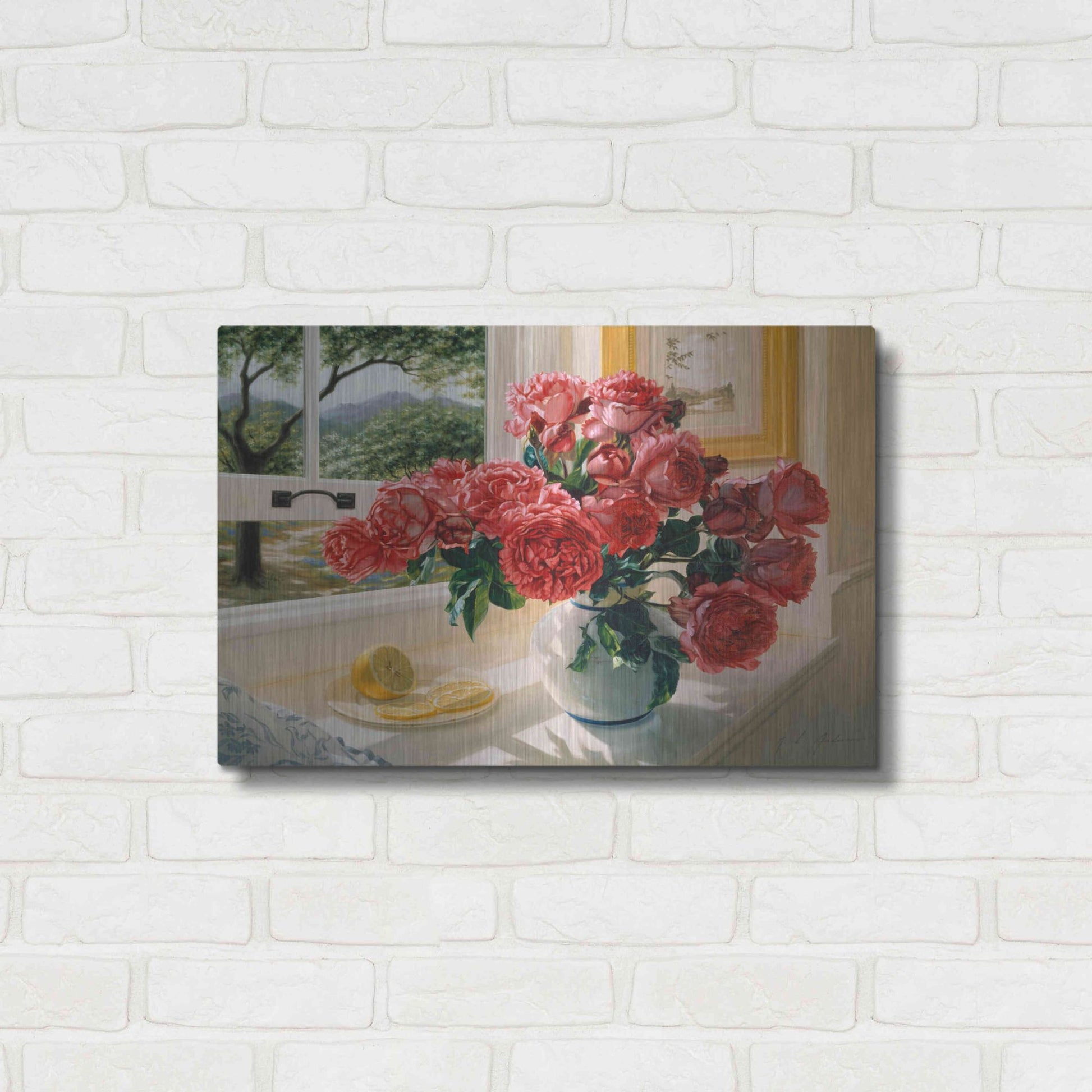 Luxe Metal Art 'Hot Pink Roses' by Robin Anderson, Metal Wall Art,24x16