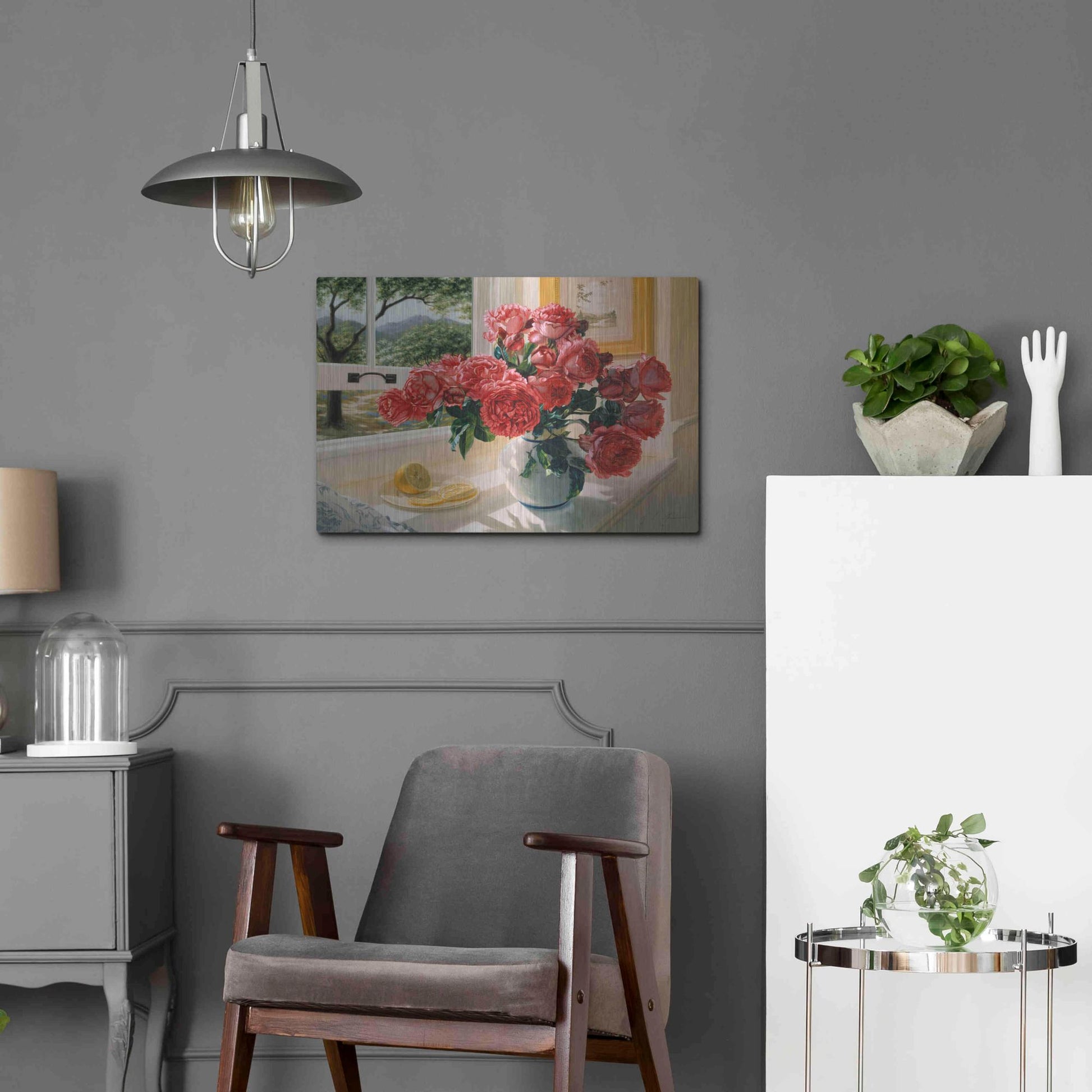 Luxe Metal Art 'Hot Pink Roses' by Robin Anderson, Metal Wall Art,24x16