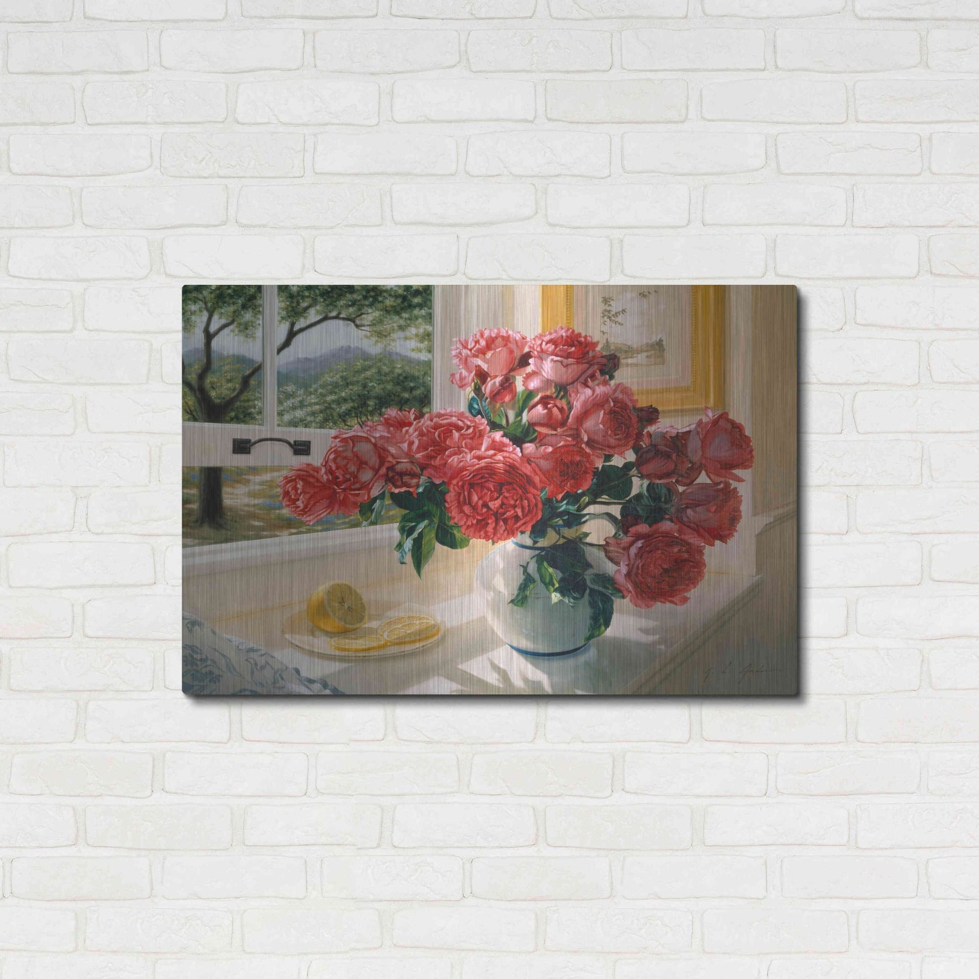 Luxe Metal Art 'Hot Pink Roses' by Robin Anderson, Metal Wall Art,36x24