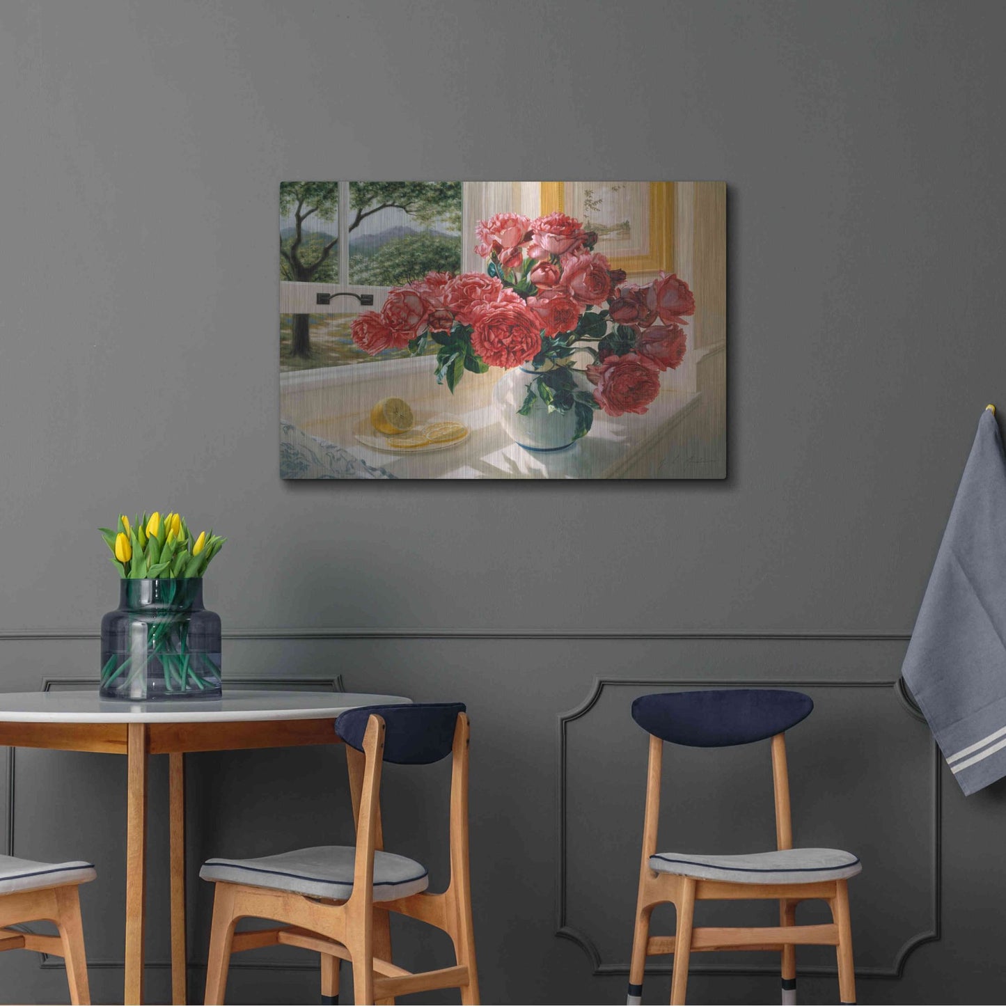 Luxe Metal Art 'Hot Pink Roses' by Robin Anderson, Metal Wall Art,36x24