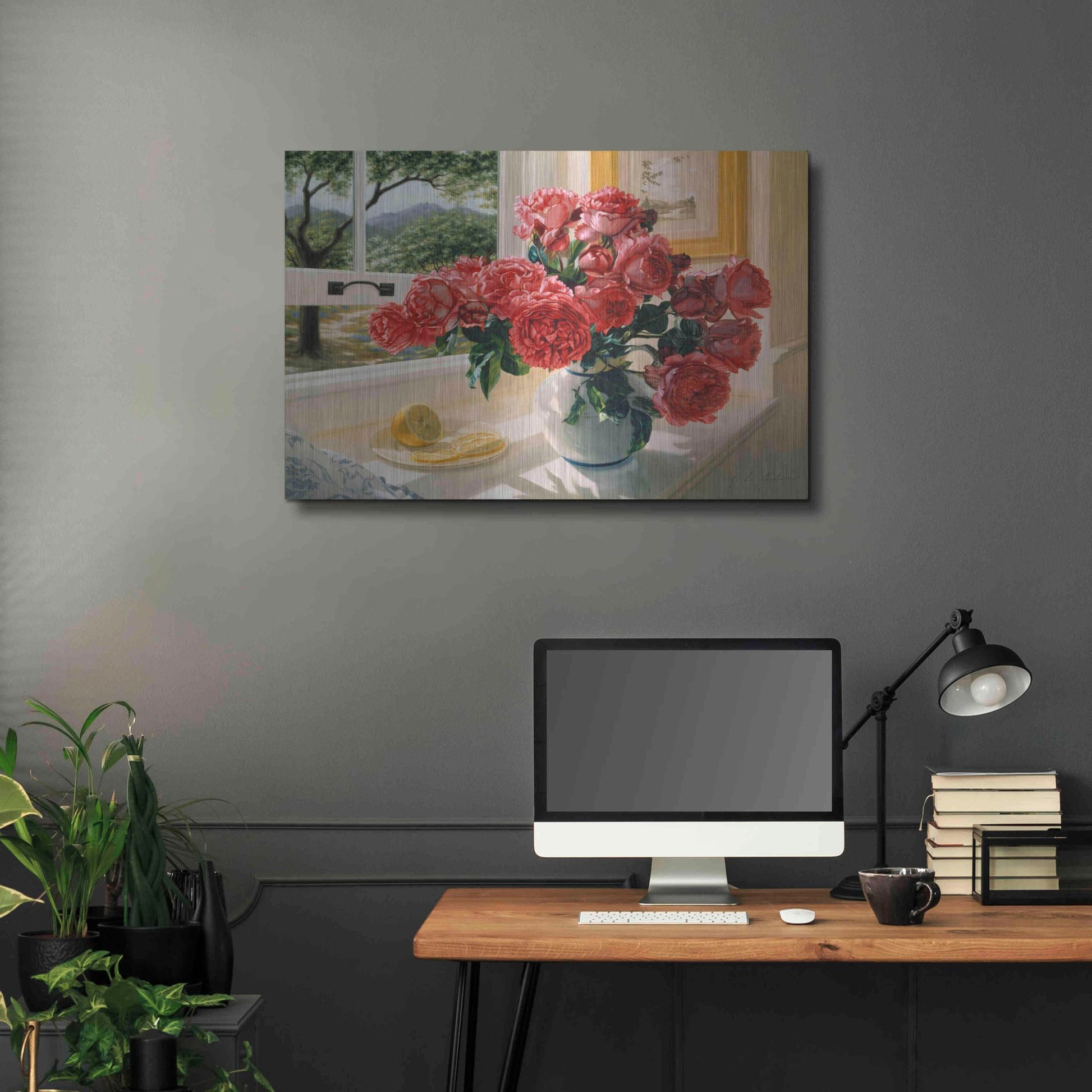 Luxe Metal Art 'Hot Pink Roses' by Robin Anderson, Metal Wall Art,36x24