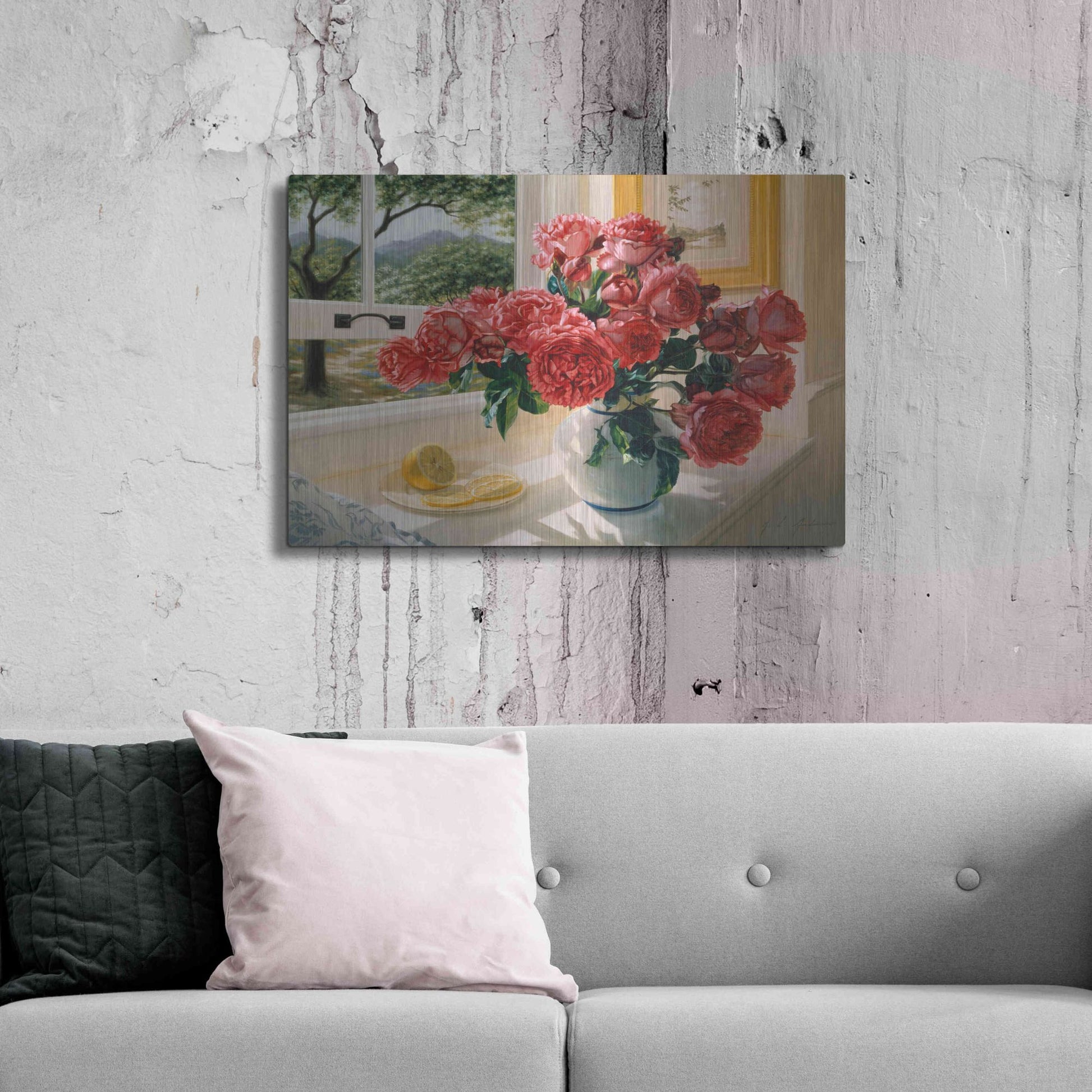 Luxe Metal Art 'Hot Pink Roses' by Robin Anderson, Metal Wall Art,36x24