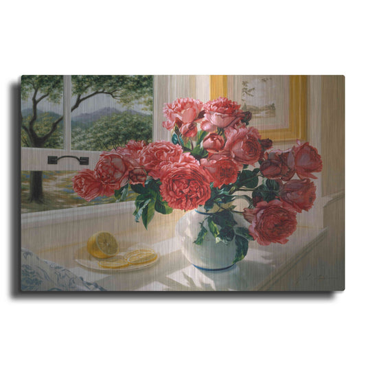 Luxe Metal Art 'Hot Pink Roses' by Robin Anderson, Metal Wall Art