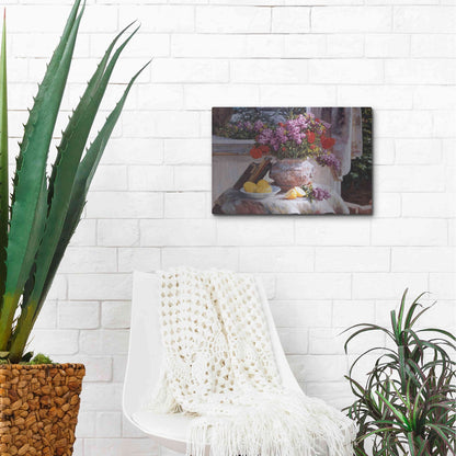 Luxe Metal Art 'Lilacs And Lemons' by Robin Anderson, Metal Wall Art,16x12