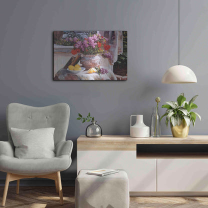 Luxe Metal Art 'Lilacs And Lemons' by Robin Anderson, Metal Wall Art,24x16