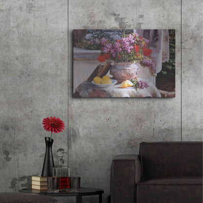Luxe Metal Art 'Lilacs And Lemons' by Robin Anderson, Metal Wall Art,36x24
