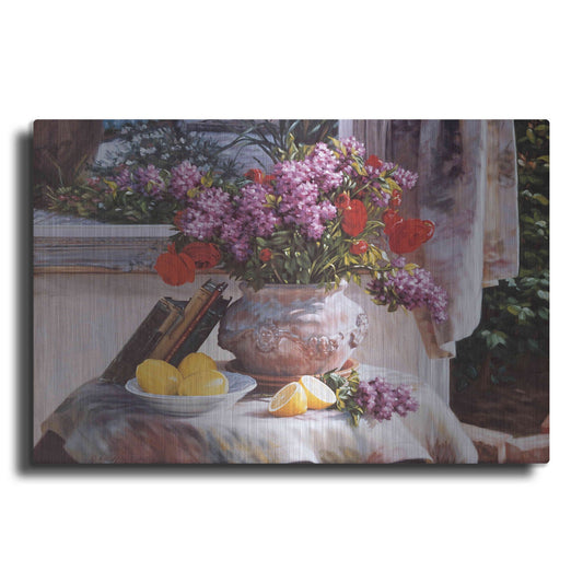 Luxe Metal Art 'Lilacs And Lemons' by Robin Anderson, Metal Wall Art