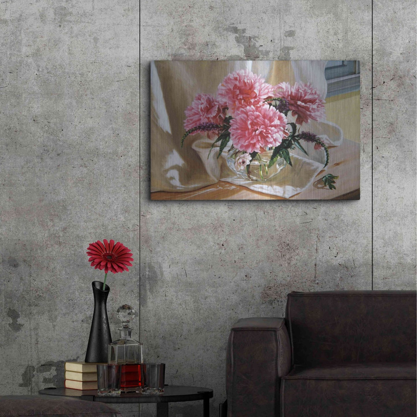 Luxe Metal Art 'Peonies' by Robin Anderson, Metal Wall Art,36x24