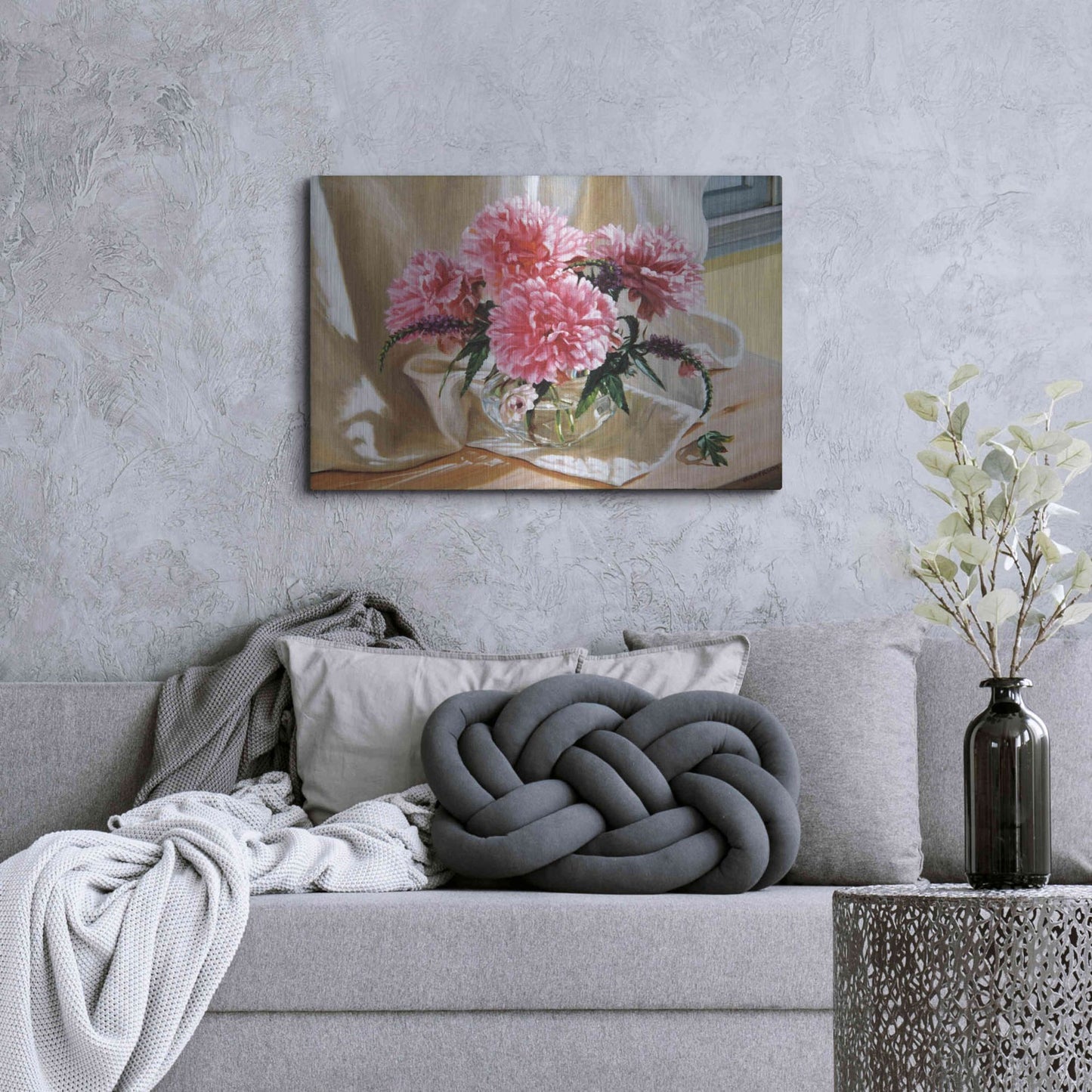 Luxe Metal Art 'Peonies' by Robin Anderson, Metal Wall Art,36x24