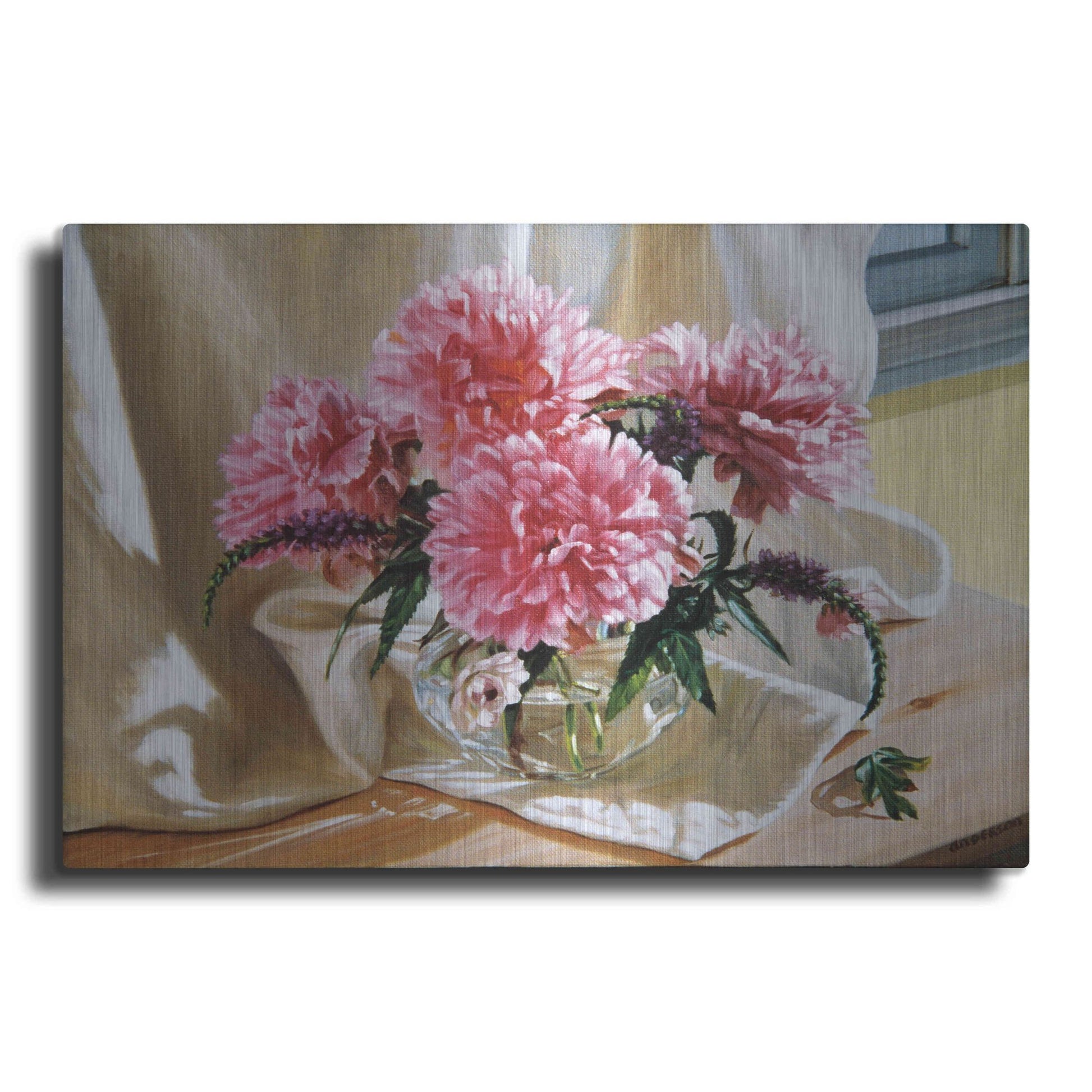 Luxe Metal Art 'Peonies' by Robin Anderson, Metal Wall Art