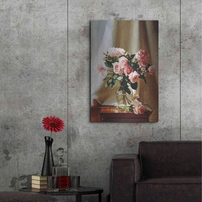 Luxe Metal Art 'Pink Roses' by Robin Anderson, Metal Wall Art,24x36