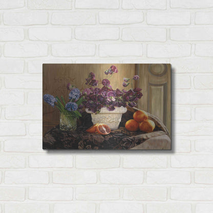 Luxe Metal Art 'Sweet Peas And Blood Orange.' by Robin Anderson, Metal Wall Art,24x16