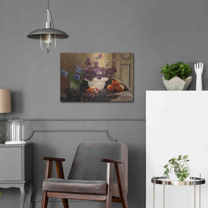 Luxe Metal Art 'Sweet Peas And Blood Orange.' by Robin Anderson, Metal Wall Art,24x16