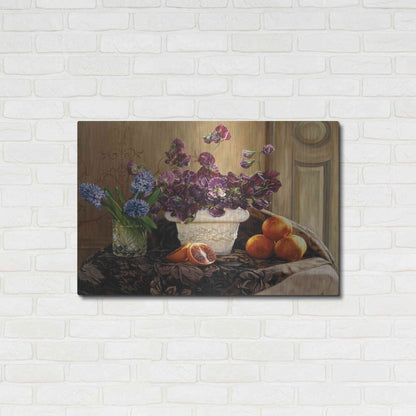 Luxe Metal Art 'Sweet Peas And Blood Orange.' by Robin Anderson, Metal Wall Art,36x24